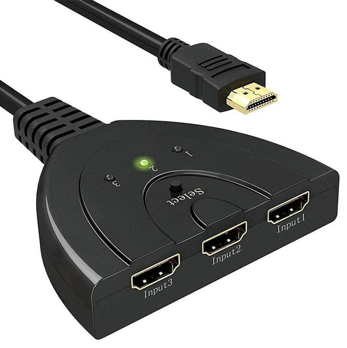 Splitter HDMI, 3 porturi, full HD, 50/60Hz, 5V, 80g, 8 x 6 x 1,5cm, negru - imagine 5